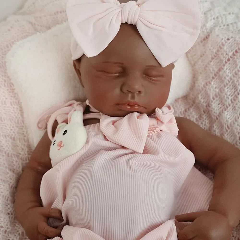 🆕18.5 inch Full Body Silicone Sleeping Tan Baby Girl Realistic Body Reborn Baby